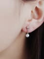 thumb Simple White Artificial Pearl Silver Stud Earrings 1