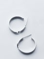 thumb 925 Sterling Silver With Silver Plated Simplistic Bowknot C-shaped Stud Earrings 1