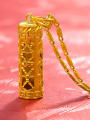 thumb Copper Alloy Gold Plated Classical Character Cylinder Necklace 2