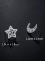 thumb Copper With Platinum Plated Cute Asymmetry Star Moon  Stud Earrings 3