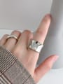 thumb 925 Sterling Silver With Glossy Simplistic Irregular Free Size Rings 2