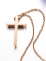 thumb Simple Rose Gold Cross Smooth Titanium Necklace 1