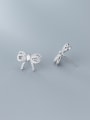 thumb 925 Sterling Silver With Cubic Zirconia Cute Bowknot Stud Earrings 1