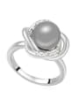 thumb Fashion Imitation Pearl-accented Flowery Alloy Ring 4