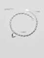 thumb 925 Sterling Silver With Platinum Plated Simplistic Smooth Heart Bracelets 2