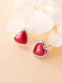 thumb 925 Sterling Silver With  Enamel Cute Heart Stud Earrings 2