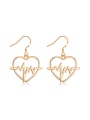 thumb Simple Hollow Heart shaped Copper Earrings 0