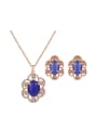 thumb Alloy Imitation-gold Plated Fashion Artificial Stones Flower shaped Two Pieces Jewelry Set 0