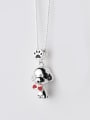thumb Cute Dog Shaped Red Enamel S925 Silver Necklace 0