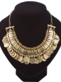 thumb Exaggerated Retro style Little Coins Tassels Alloy Necklace 1