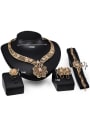 thumb Alloy Imitation-gold Plated Vintage style Rhinestones Hollow Flower Four Pieces Jewelry Set 2