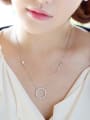 thumb Simple Hollow Round Tiny Cubic Zirconias Silver Necklace 1