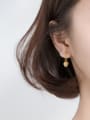 thumb 925 Sterling Silver With Gold Plated Simplistic Small Silver Circle Pattern Flat Beads  Drop Earrings 1