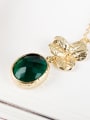 thumb Women Trendy Green Glass Leaf Shaped Necklace 1