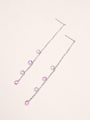 thumb Colorful Zircon Silver Line Earrings 0