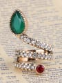 thumb Punk style Green Resin stone White Crystals Alloy Ring 2