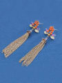 thumb Bohemia style Long Tassels Mosaic Crystals Alloy Drop Earrings 1