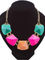 thumb Exaggerated Geometrical Resin Sticking Gold Plated Necklace 0