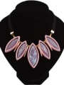 thumb Retro style Oval Crack Resin Artificial Leather Necklace 3
