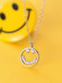 thumb 925 Sterling Silver With Platinum Plated Simplistic Face Necklaces 2