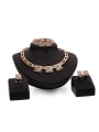 thumb Alloy Imitation-gold Plated Vintage style Rhinestones Hollow Square Four Pieces Jewelry Set 0