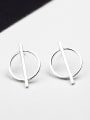 thumb Simple Round Slim Bar Stud Earrings 0