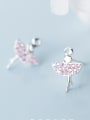 thumb 925 Sterling Silver With Silver Plated Cute Ballet girl Stud Earrings 1