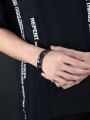 thumb Fashion Black Artificial Leather Ship Anchor Bracelet 1
