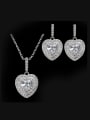 thumb Heart Shaped Zircon earring Necklace Jewelry Set 5