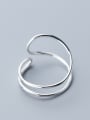 thumb 925 Sterling Silver With Platinum Plated Simplistic Double Layer Free Size Rings 2