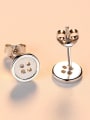 thumb 925 Sterling Silver With Platinum Plated Simplistic Button  Stud Earrings 2