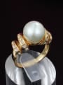 thumb Elegant 18K Gold Plated Artificial Pearl Copper Ring 1