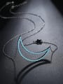 thumb Copper inlaid AAA Blue Zircon simple Moon Necklace 3