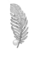 thumb Copper With Platinum Plated  Full Diamond  Leaf Brooches 1