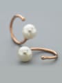 thumb Rose Gold Plated C Shaped Pearl Earrings 1