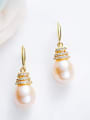 thumb Elegant Freshwater Pearl Cubic Zirconias 925 Silver Earrings 3
