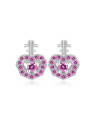 thumb Lute Shaped Amethyst Zircons Stud Earrings 0