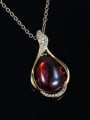 thumb Red 18K Gold Plated Water Drop Opal Necklace 2
