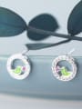 thumb 925 Sterling Silver With Silver Plated Cute Round Bird Stud Earrings 1