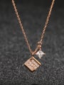 thumb 925 Sterling Silver With Rose Gold Plated Simplistic Square Necklaces 0