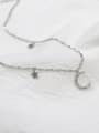 thumb Fashion Moon Star Tiny Cubic Zirconias Silver Necklace 2