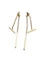 thumb All-match Stick Design Gold Plated Titanium Drop Earrings 0