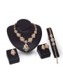 thumb Alloy Imitation-gold Plated Fashion Rhinestones Hollow Square Four Pieces Jewelry Set 0