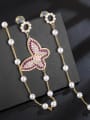 thumb New fashions micro-inlay zircon butterflies pearls Tassel Earrings 1