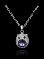 thumb Fashion Cubic Zirconias-covered Owl 925 Sterling Silver Pendant 0
