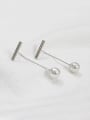 thumb Personalized White Artificial Pearl Silver Earrings 0