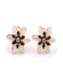 thumb Fashion Oval Opal stones Flower Alloy Stud Earrings 0