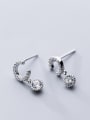 thumb 925 Sterling Silver With Platinum Plated Delicate Monogrammed Stud Earrings 1