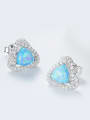thumb Fashion Little Opal stones Cubic Zirconias 925 Silver Stud Earrings 2