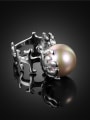 thumb Personality Fish Bone Shaped Artificial Pearl Ring 1